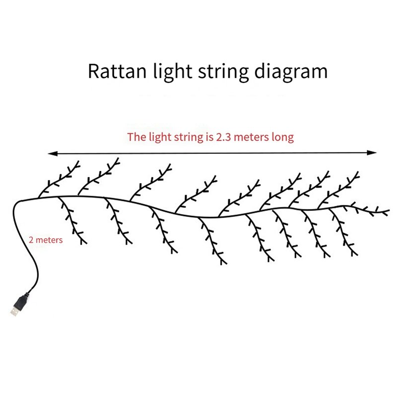 144 LED Ast Rattan Lichter Weiden rebe Lichter warmweiß 8 Funktions modell