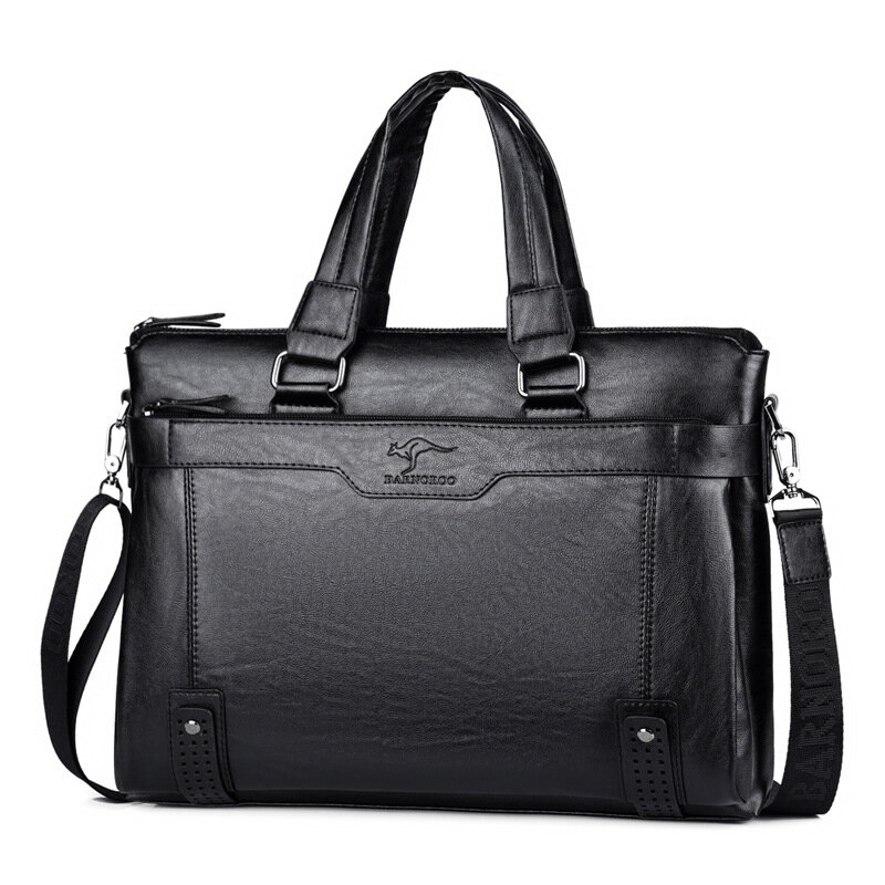 Horizontal Crossbody Bag for Men, Soft Leather Shoulder Bag, Handheld Business Briefcase, Fashion, New, 2024