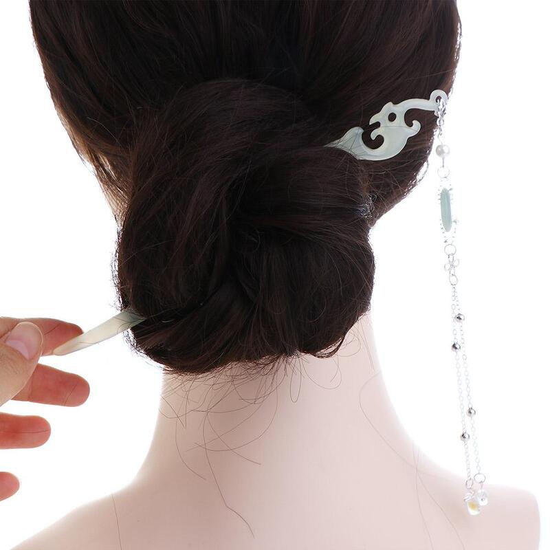 Bâton de cheveux à l'acide acétique pour femmes, épingle à cheveux chinoise, fourche à cheveux, accessoires de photographie, cadeau de coiffure, Ping'an strucPendant
