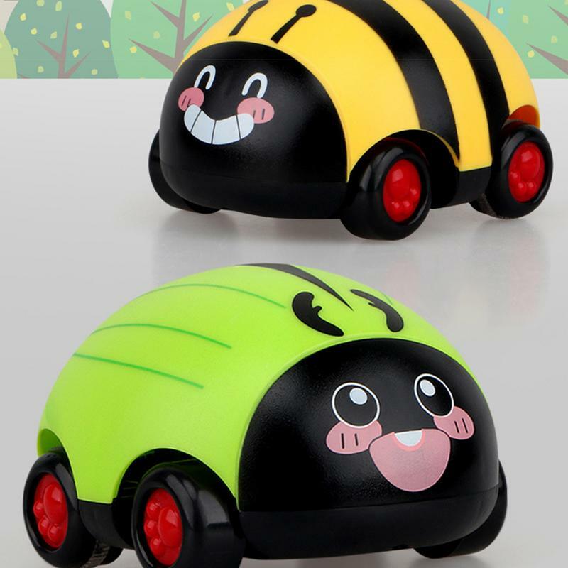 Desenhos animados Animal Racing Cars com Joaninha Forma, puxar para trás veículo Playset, fricção Powered brinquedos para crianças