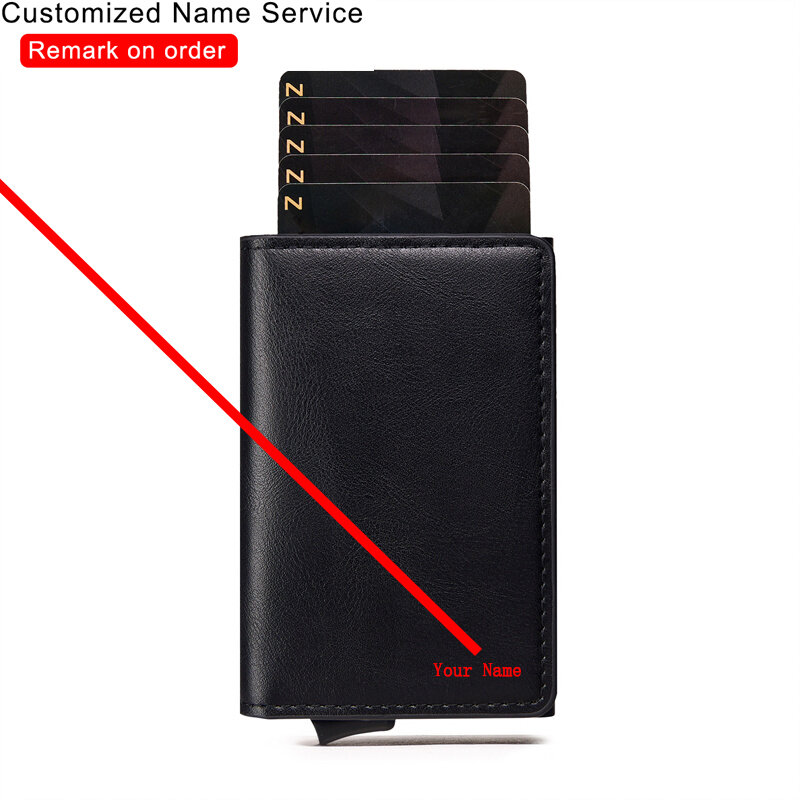 ปรับแต่งชื่อ Antitheft ID ที่ใส่บัตรเครดิตธนบัตร Rfid การปิดกั้นกระเป๋าสตางค์หนัง Security อลูมิเนียมกล่องกระเป๋าถือกรณี