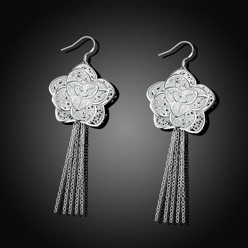 Charms hohe qualität 925 Sterling Silber Schöne quaste Blumen Ohrringe für Frauen fashion party hochzeit Schmuck Geschenke