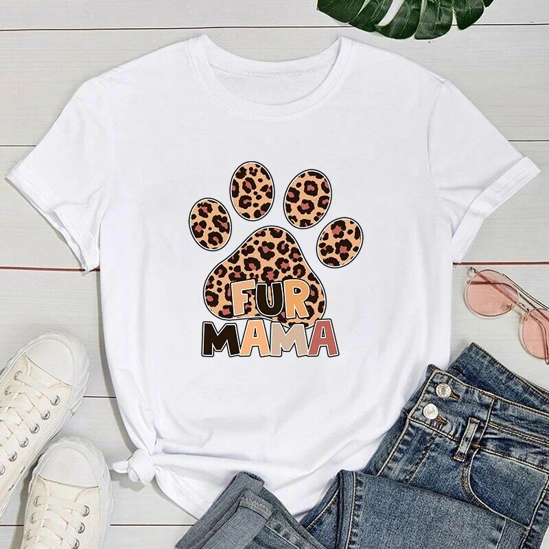 Mother's Day T shirt New Fur Mama Printing T Shirts Fashion Short Sleeve T Shirt Summer Casual Loose T-Shirt