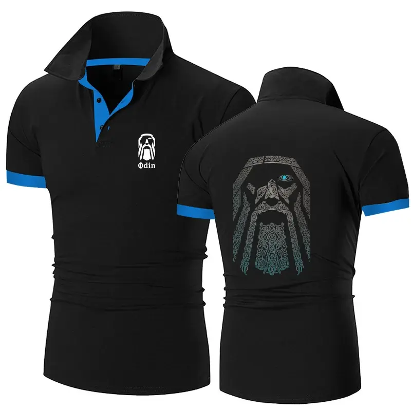 Новинка 2024, мужская летняя рубашка-поло с принтом «Викинги», Odin Warrior Legend, Повседневная хлопковая Классическая футболка высокого качества с короткими рукавами, Топ