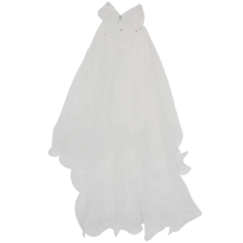 Vestido de noiva branco, véu com laço camadas de tule