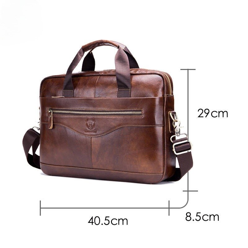 BULLCAPTAIN Laptop Briefcase Men's Genuine Leather Shoulder Crossbody Bag Male Cowskin Handbag