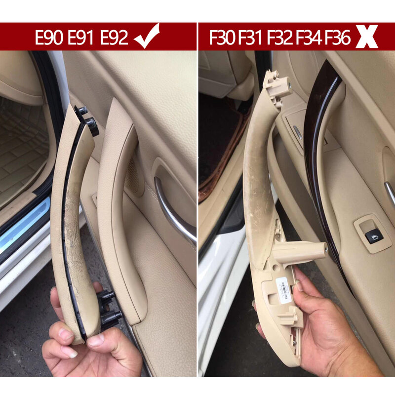 Manija de puerta Interior izquierda y derecha con embellecedor de cubierta para BMW Serie 3, E90, E91, E92, 316, 318, 320, 325, 328i