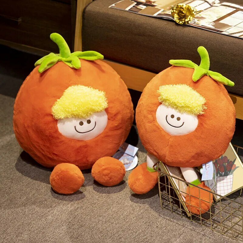 Boneka sayur kartun pria, mainan menenangkan bayi wortel Balsam tomat simulasi tanaman boneka lembut untuk hadiah anak-anak