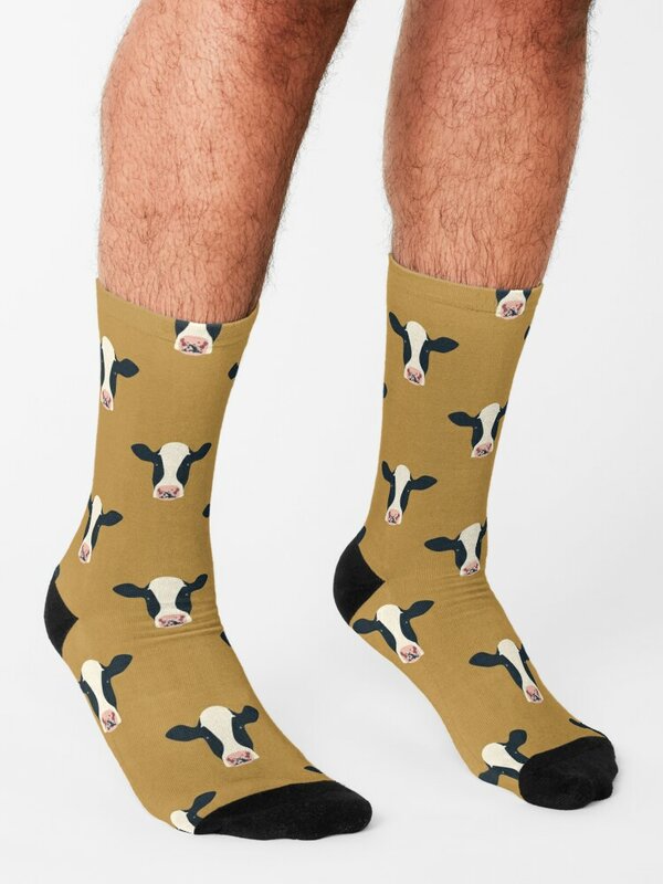 Носки для молочных коров (горчичного цвета), компрессионные хлопковые носки высокого качества в эстетике мужчин и женщин