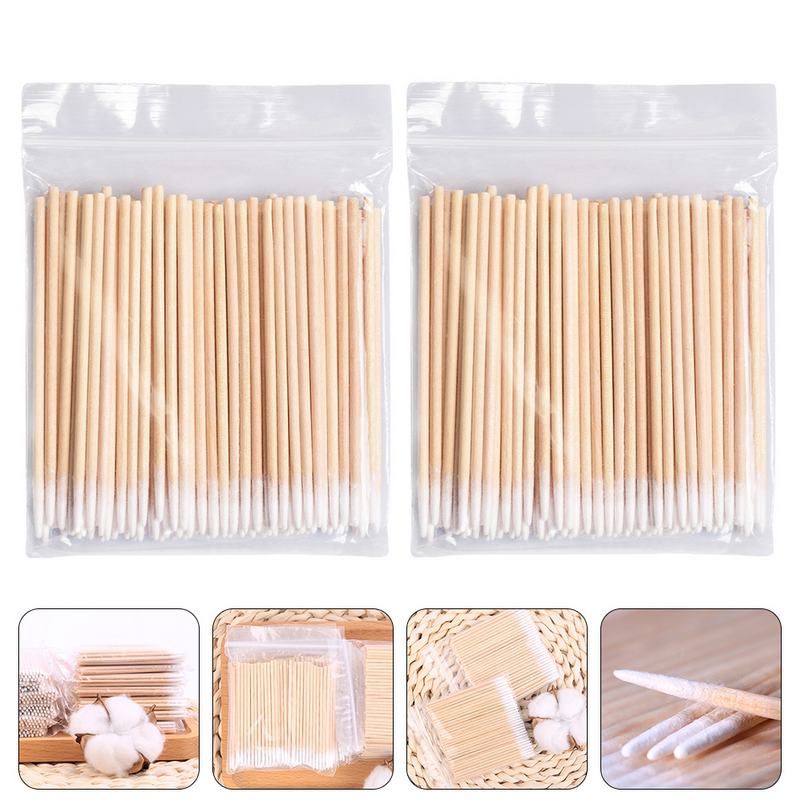 1000 Pcs Cotton Swab Eyelash Cleaning Sticks Rods Wooden Handle Disposable Tool Absorbent