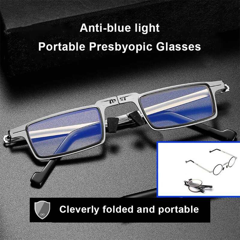 New Foldable Design Men Newspaper Reading Glasses Anti-blue Eyeglasses Portable Resin Lens Eyewear Birthday Gift