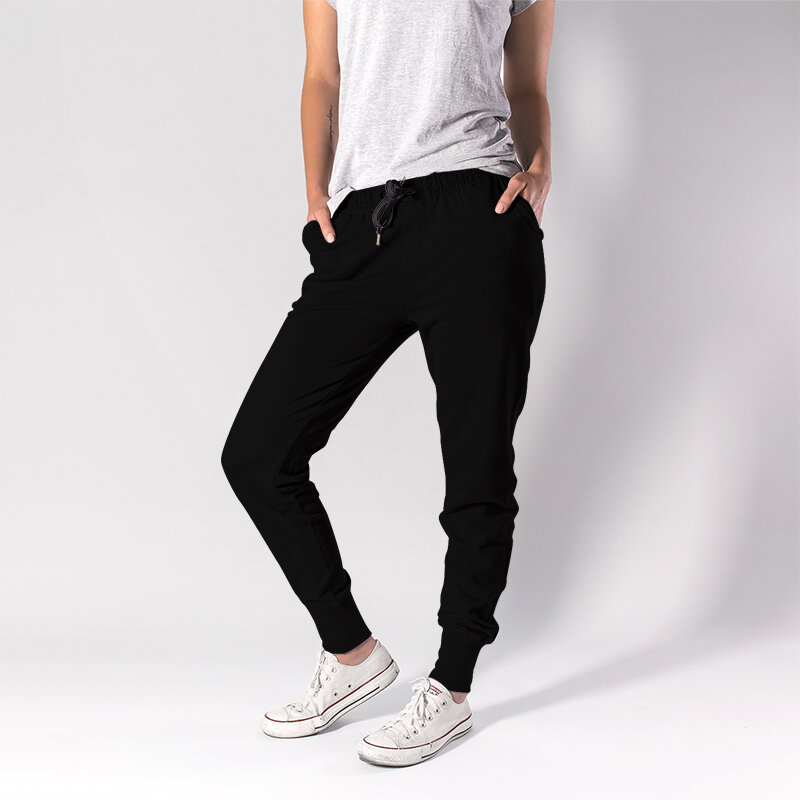 LETSFIND-Jogger feminino preto monocromático com bolso, calças harém, streetwear confortável, alta qualidade, Fahsion, macio