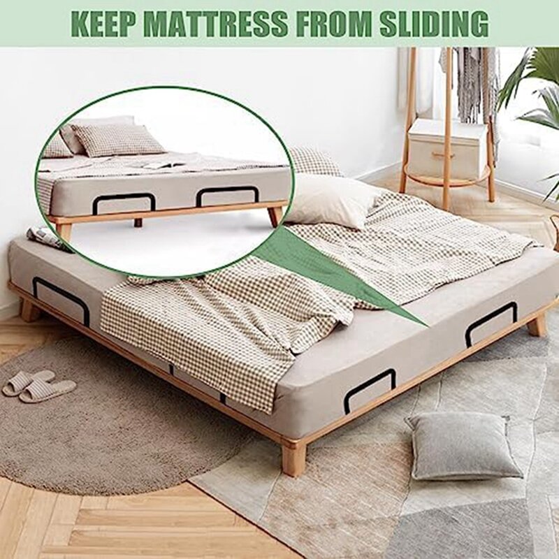 Penahan kasur 2 buah, penahan kasur logam untuk tempat tidur dapat disetel, menjaga kasur dari geser tahan lama mudah digunakan