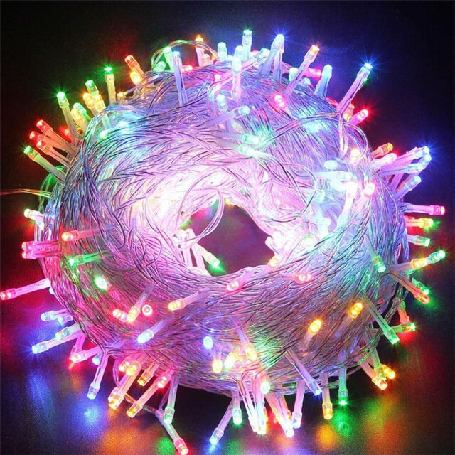 스트링 야외 방수 LED 램프, 크리스마스 웨딩 파티 장식 조명, 화환, AC 110V, 220V, 9 가지 색상, 100LED, 10m