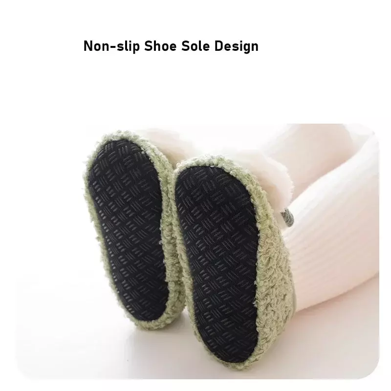 Нескользящие носки-тапочки для малышей милые зимние теплые тапочки с рисунком кролика для новорожденных с мягкой подошвой, носки для ходьбы для малышей