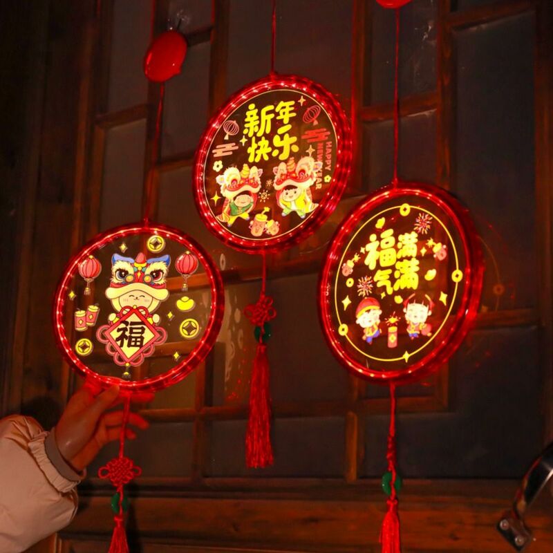 Dragon Jaar Decoratieve Lichten Nieuwjaar Led Gloeiende Fuzi Lantaarn Lente Festival 3d Sucker Hangende Lantaarn Nieuwjaar Kleurrijke Lamp