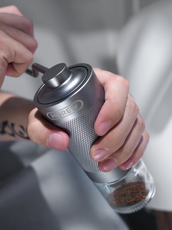HiBREW ręczny młynek do kawy przenośny wysokiej jakości szlifierka ręczna młyn aluminiowy z wizualnym przechowywaniem fasoli G4