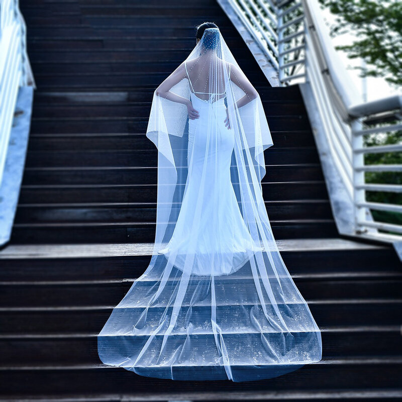 حجاب غطاء رأس للعروس أحادي الطبقة ، BL4050 حجاب زفاف