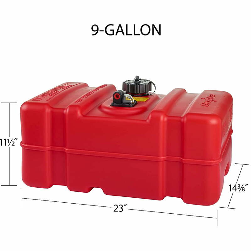셉터 해양 연료 탱크, 좌석 아래 직사각형 가스 컨테이너, 빨간색, 9 갤런