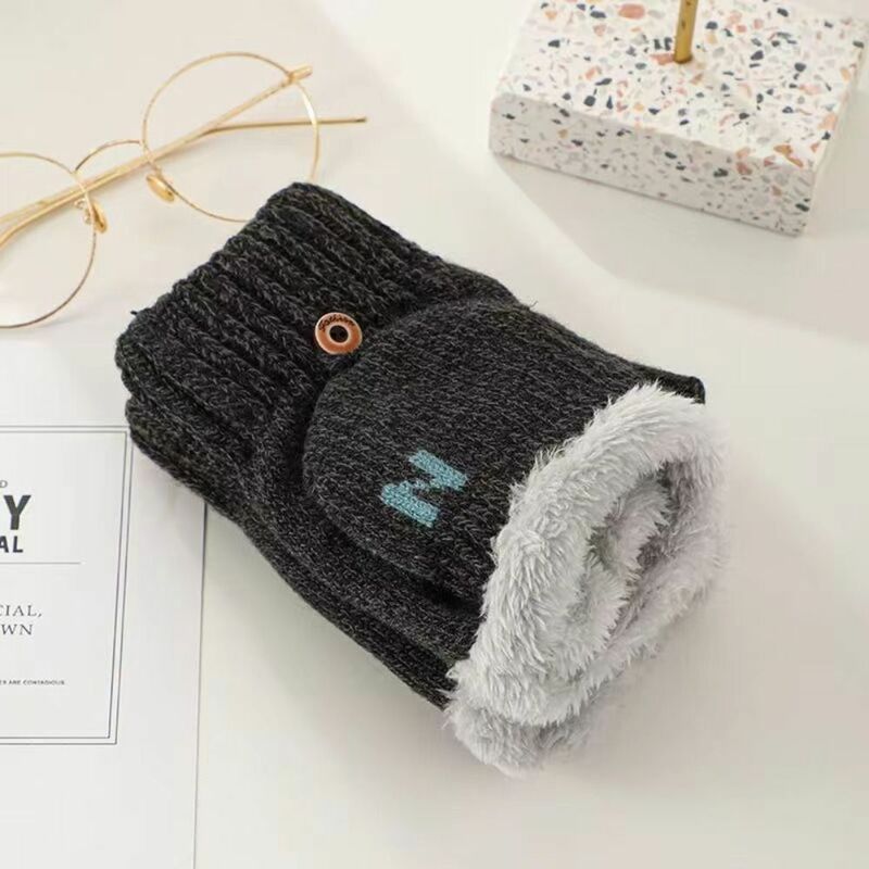 Zagęszczone pluszowe ciepłe rękawiczki modne odsłoniętym palcem ekran dotykowy rękawiczki odporne na zimno rękawice dziewiarskie jesień zima