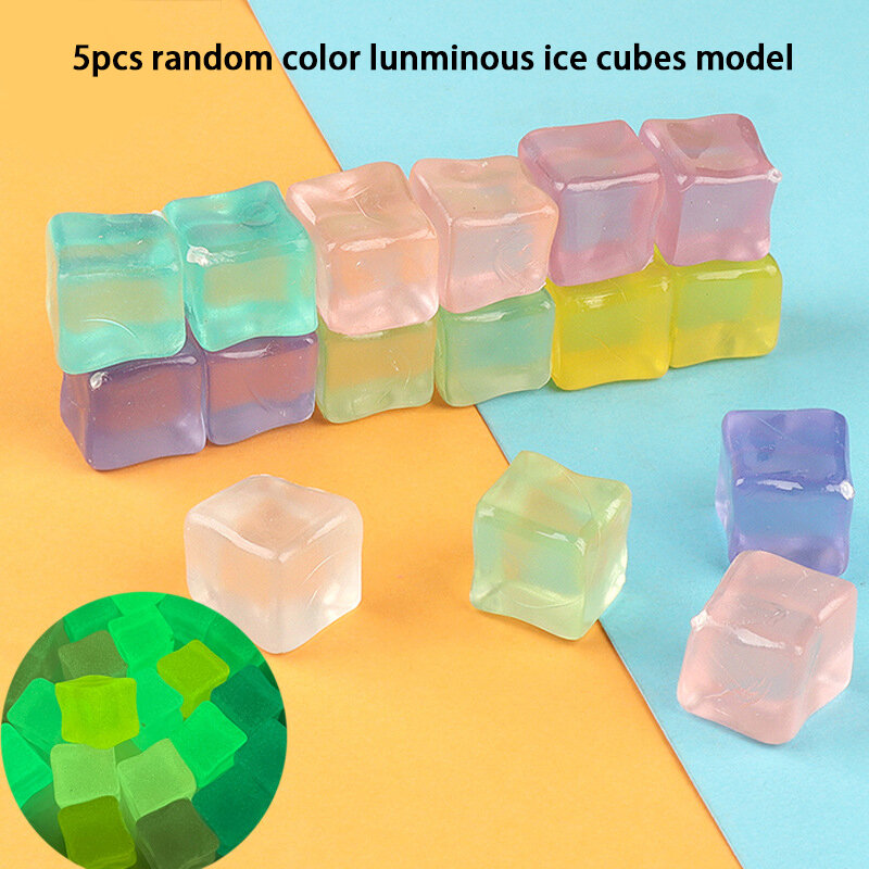 5Pcs Simulation Luminous Mini Ice Cubes Model Miniature DIY Ornaments Car Micro Decorations Wholesale