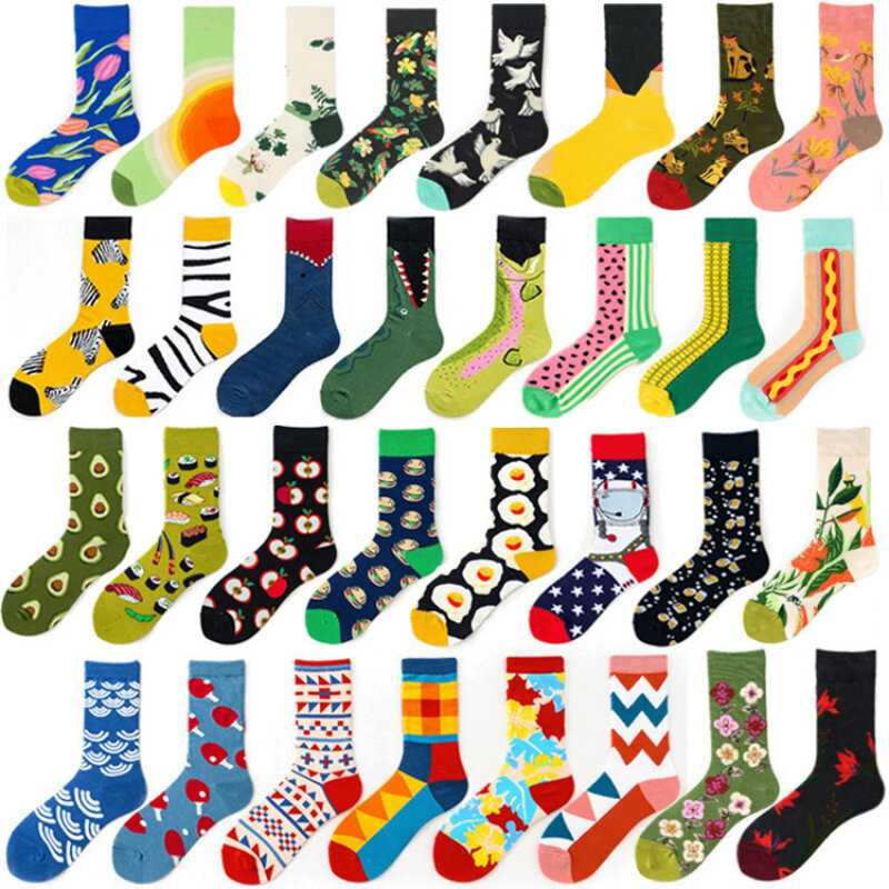 Trend ige Frühling Herbst Frau Baumwolle Ölgemälde Socken mittlere Socken bedruckte Socken für Frauen/Männer Großhandel