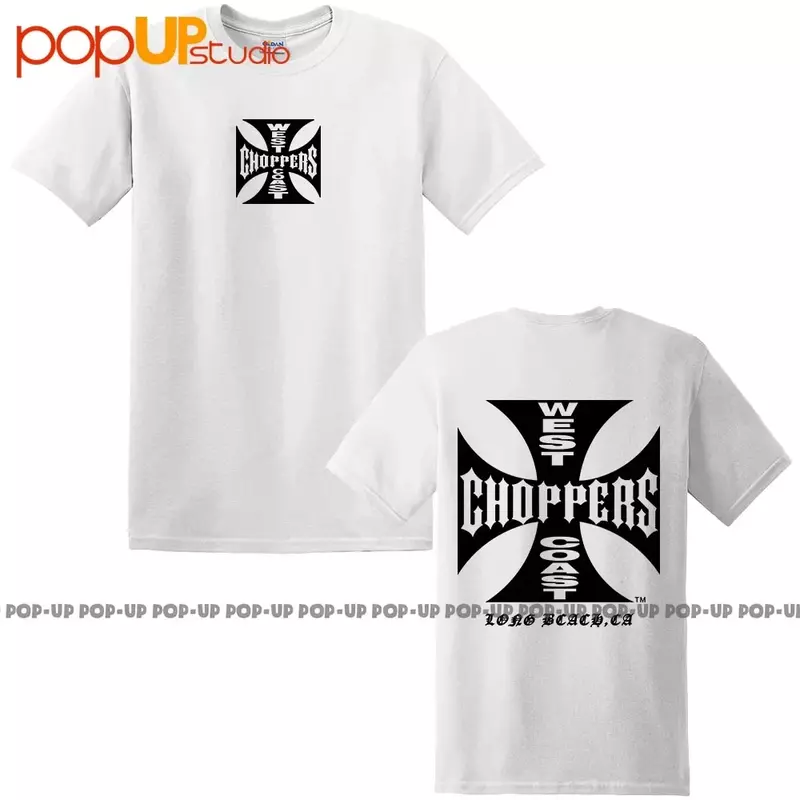 Camiseta de West Coast Choppers, WCC OG Cross, negro sobre blanco, T-Shirt2024, alta calidad