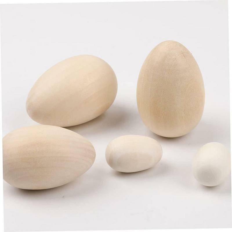 Unfinished Wood Easter Eggs 20pcs Smooth Fake Wood Craft Eggs DIY Easter Decor Party Favors Creative Kids Game For Crafts