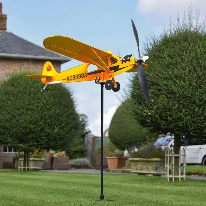 Piper j3 filhote avião weathervane metal jardim weathervane avião weathercock indicador de direção do vento jardim decoração da sua casa