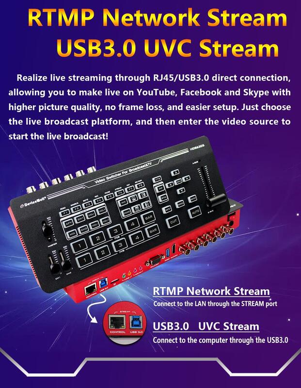Devicewell hds6305 4 sdi entrada de transmissão-grade de vídeo hd switcher para transmissão & tv & studio streaming ao vivo