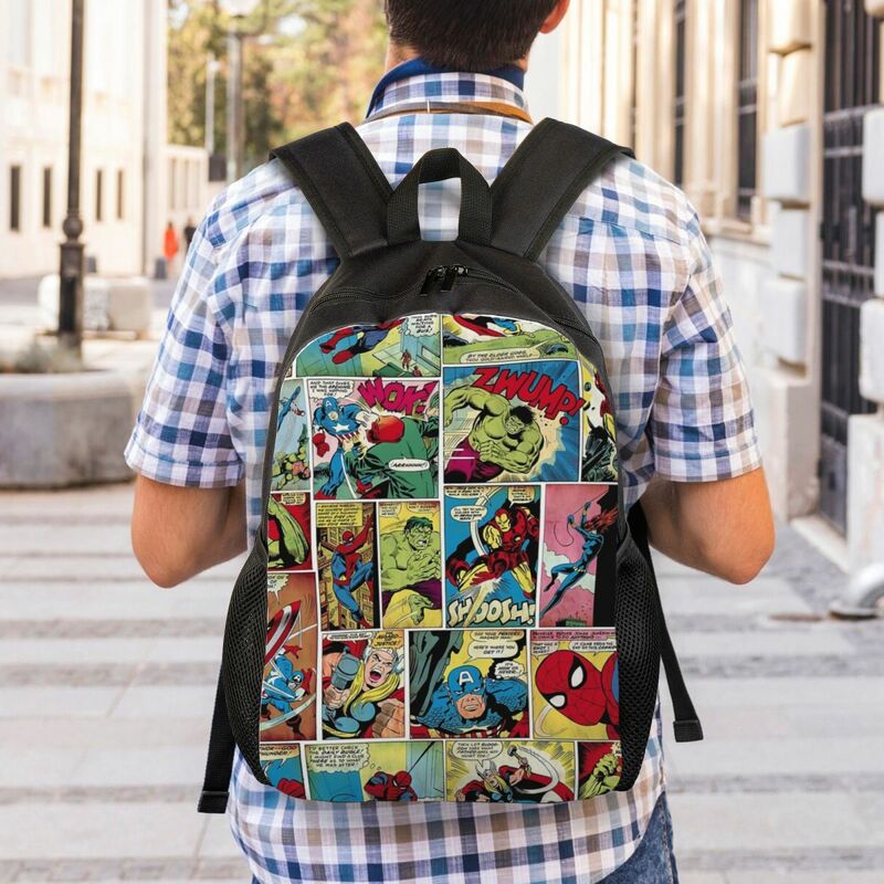 Kustom Marvel karakter ransel bepergian Wanita Pria sekolah komputer tas buku Spider Man Superheros mahasiswa Daypack tas