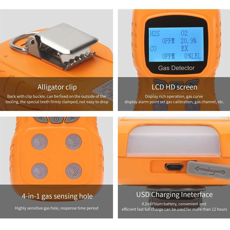 LCD 디지털 가스 감지기, CO H2S O2 테스트 독성 계량기, 공기질 테스트용 산업 등급 센서, 물, 먼지, 방폭