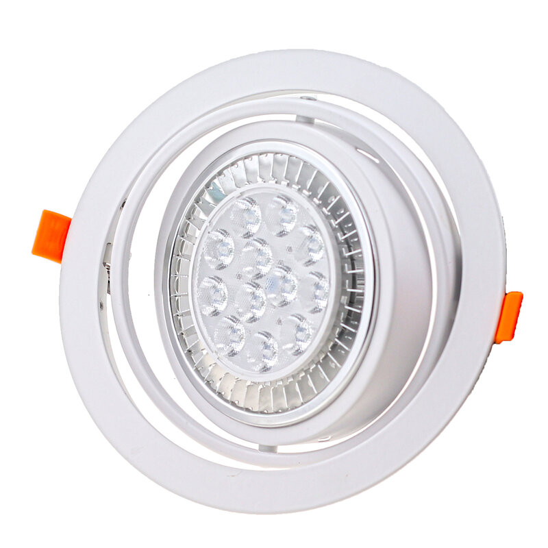 Круглый Встраиваемый светодиодный потолочный светильник, Регулируемый угловой Точечный светильник, белая основа Gu10/mr16, фитинг