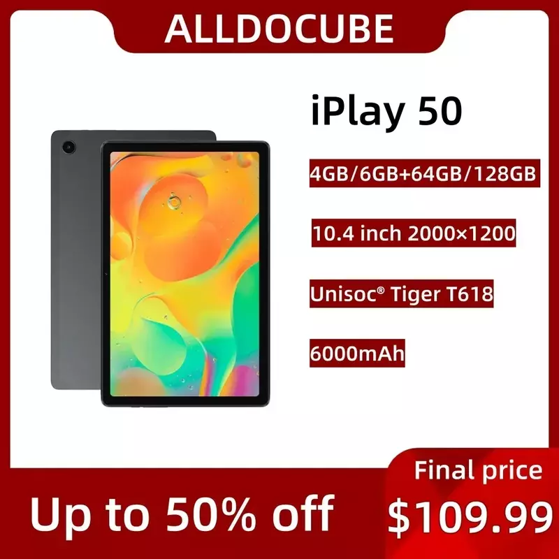 Alldocube iPlay50 планшет с восьмиядерным процессором UNISOC T618, Android 13, ОЗУ 4/6 ГБ, ПЗУ 64/128 ГБ, 2-мя слотами для SIM-карт, LTE