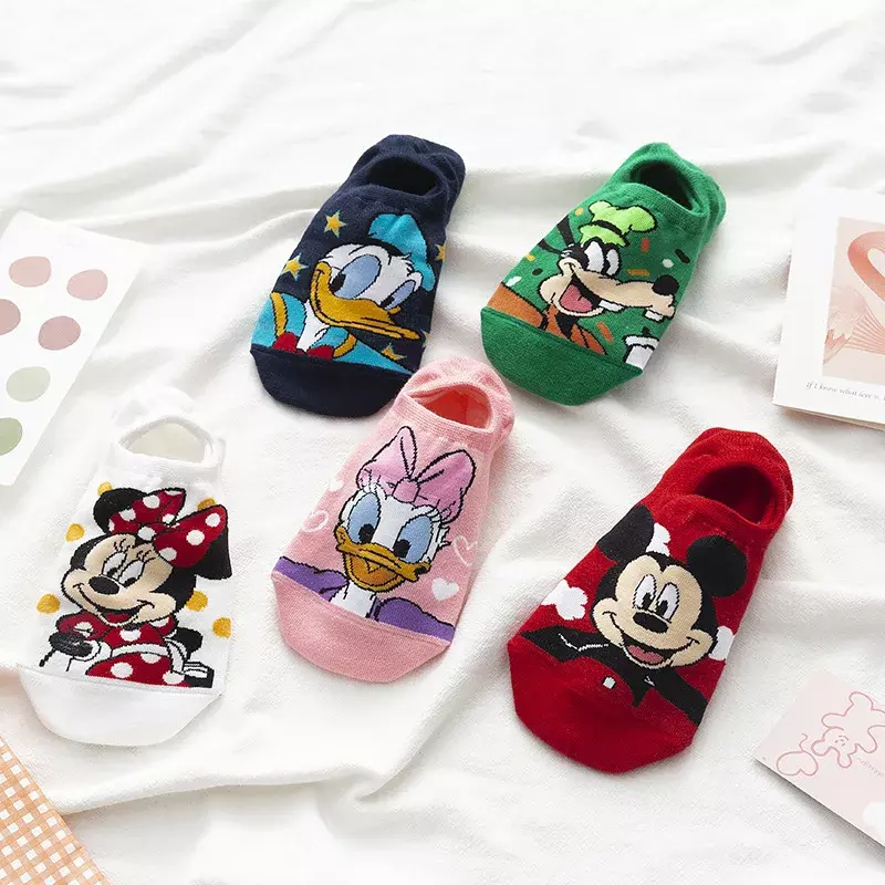 Носки для девочек Disney носки Микки Маус Дональд Дак повседневные милые носки Мультяшные животные невидимые носки хлопковые Веселые забавные носки