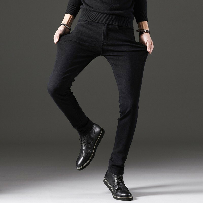 Calça jeans slim fit masculina, jeans de algodão elástico, calça confortável, moda casual, alta qualidade, novo estilo, primavera, 2022