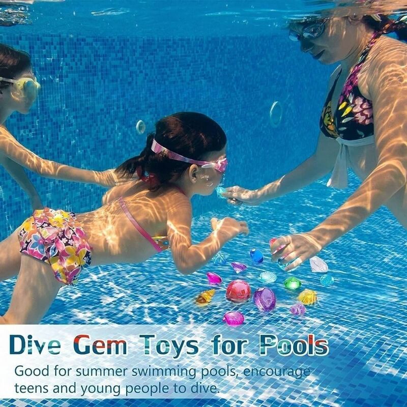 Crystals Diving Gem Party Favors Colorful with 2 Treasure Chest Swim Pool Toys Underwater Pirate Boxes kids
