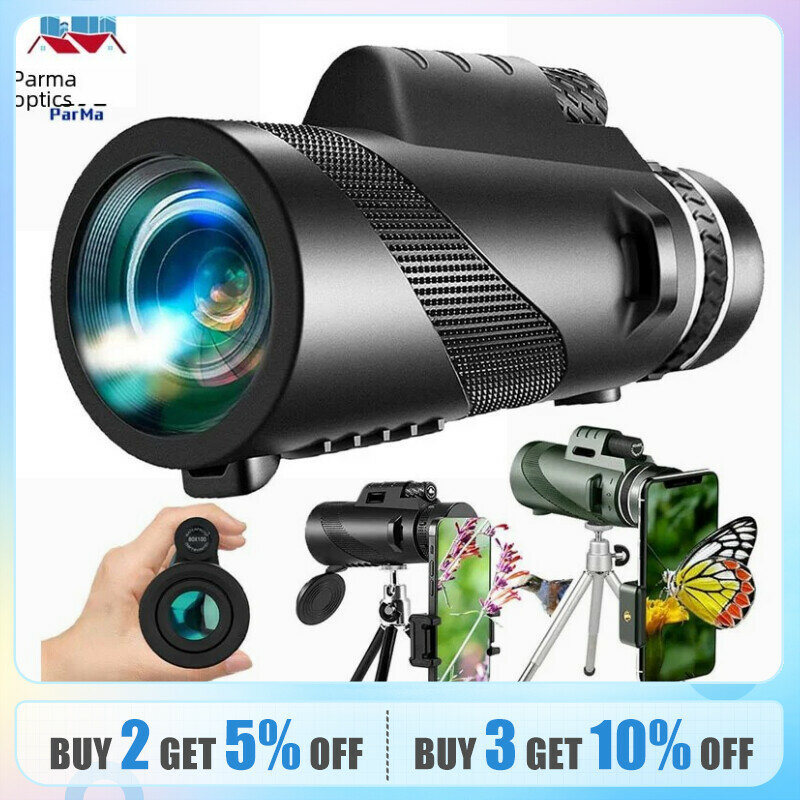 80x100 Single Tube Smartphone Use 50x60 Outdoor Micro Night Vision Glasses High Resolution 10x Magnification 7 Degree Field View