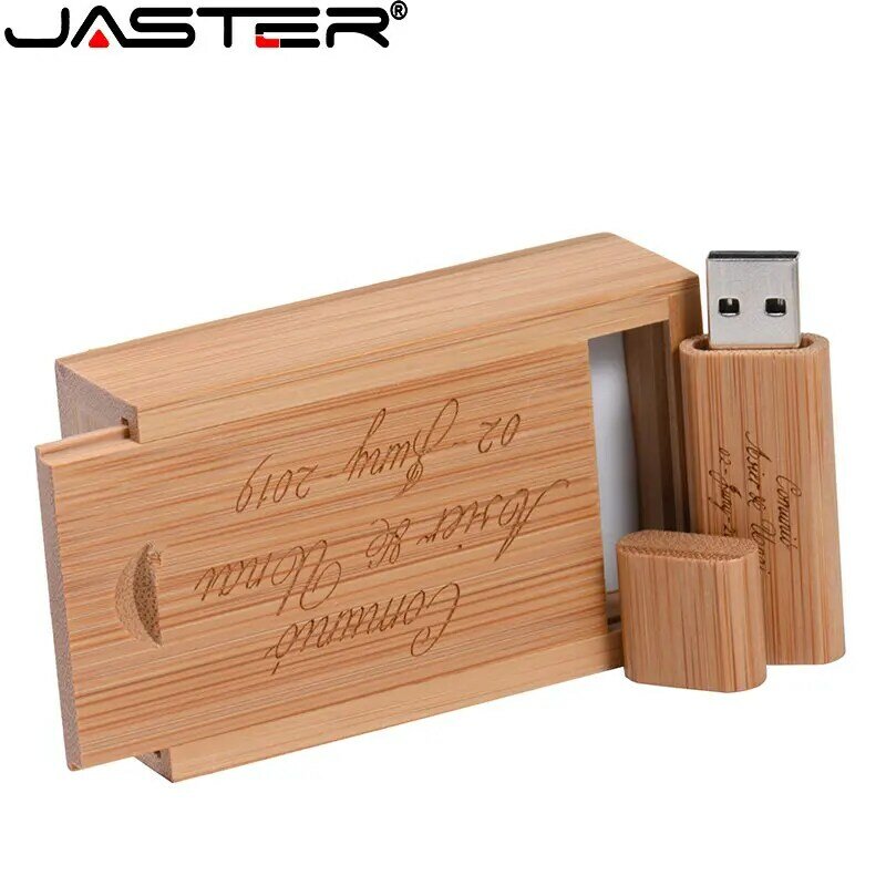JASTER 목재 USB 2.0 플래시 드라이브, 무료 커스텀 로고 펜 드라이브, 고속 메모리 스틱, 크리에이티브 비즈니스 선물, USB 스틱, 128GB, 64GB