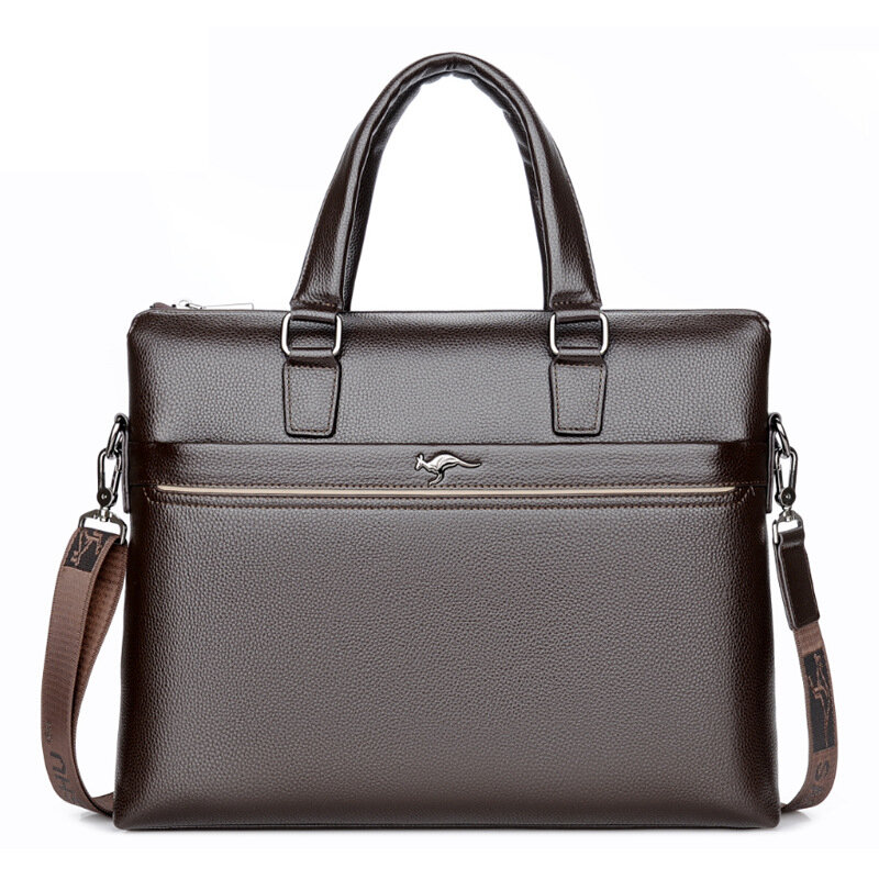 Bolsa de escritório em couro genuíno para homens, bolsa casual para negócios, bolsa de viagem masculina, bolsa de ombro para laptop