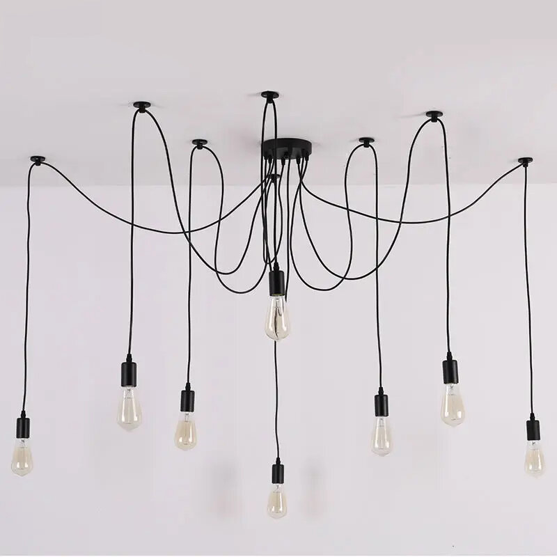 Nowoczesne lampy wiszące Retro Edison oświetlenie wewnętrzne Vintage Loft antyczny regulowany DIY E27 wisząca lampa wisząca z pająkiem
