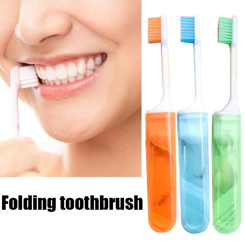 1/10 buah sikat gigi lipat portabel lembut bulu lipat perjalanan berkemah mendaki luar ruangan sikat gigi perawatan kebersihan mulut sikat gigi
