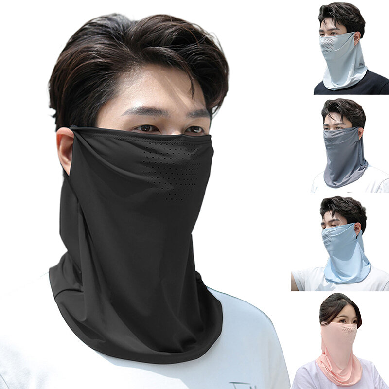Unisex Face Scarf Breathable Ice Silk UV Sun Protection Mask Soft Adjustable Anti Ultraviolet Thin For Summer Outdoor Activities