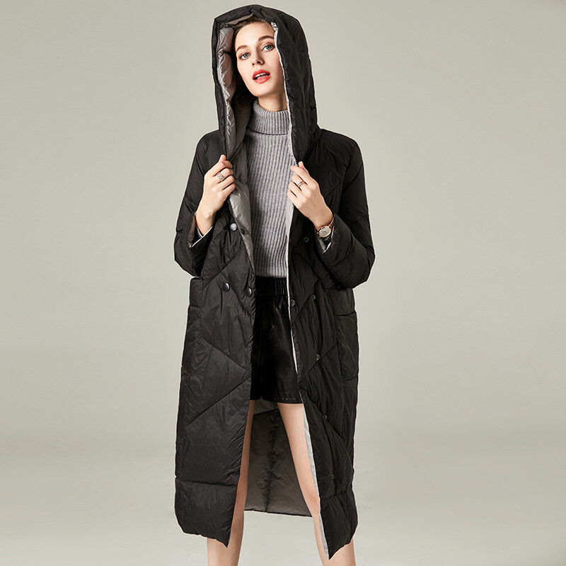 여성용 화이트 덕 다운 후드 재킷 코트, 캐주얼 퍼퍼, 따뜻한 스키 코트, 겨울 패션, 2023 신상