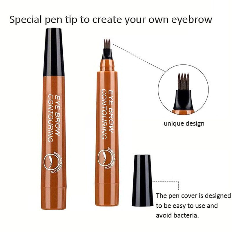 Crayon à sourcils liquide imperméable à l'eau, maquillage longue durée, cosmétique, crayon à sourcils à microlames, 4 points