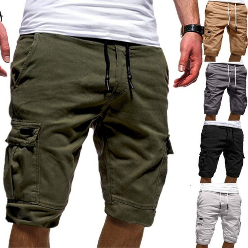 Pantalones cortos con múltiples bolsillos para hombre, Shorts de entrenamiento informales, de alta calidad, cómodos, de verano