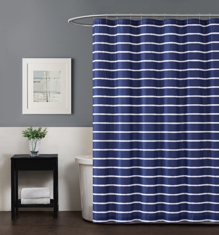 Maddow-cortina de ducha a rayas azul marino