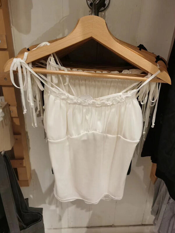 Koronka w stylu Vintage siatka podkoszulki kobiet letnie białe seksowne dopasowana koszulka bez rękawów letnie solidne słodkie krótki Top Y2k