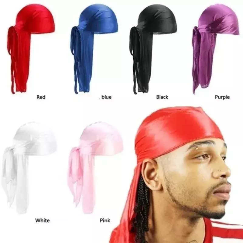 Topi bajak laut sutra untuk pria wanita topi jilbab penutup kepala lembut untuk rambut Hip Hop topi banyak topi sutra