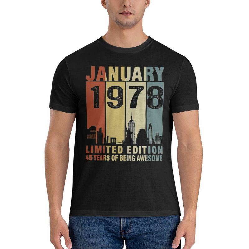 T-shirt en coton pour homme, édition limitée de janvier 1978, 45 ans d'être génial, été